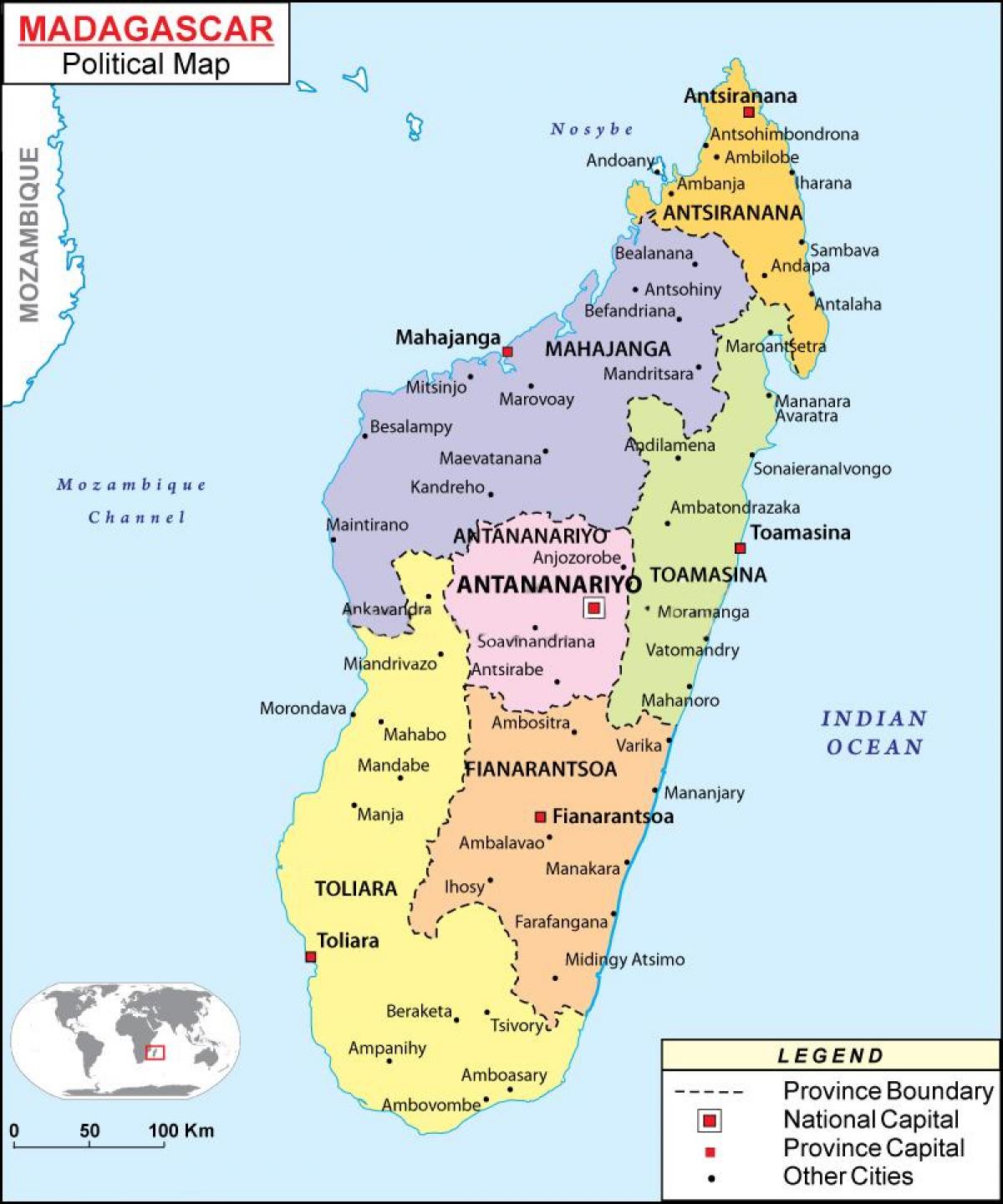 kart siyasi xəritəsi Madaqaskar
