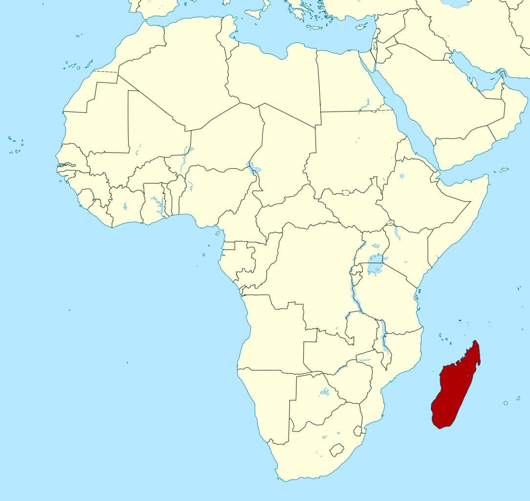 Madaqaskar xəritədə Afrika